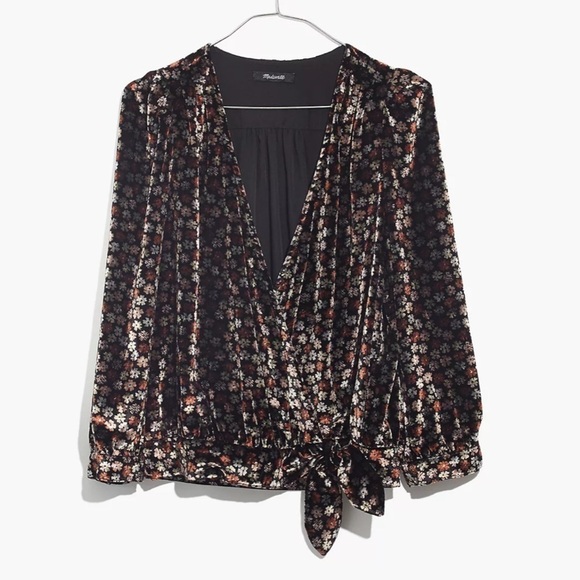 Madewell Velvet Wrap Top in Petite Blooms - Picture 2 of 11